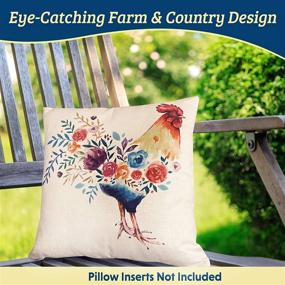 img 2 attached to 🐓 Farmhouse Rooster Pillow Covers by Vogue Homes - Set of 2 Spring Throw Pillows for Indoor & Outdoor Decor - Chic Chicken Pillow Cover for Couch