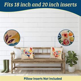 img 3 attached to 🐓 Farmhouse Rooster Pillow Covers by Vogue Homes - Set of 2 Spring Throw Pillows for Indoor & Outdoor Decor - Chic Chicken Pillow Cover for Couch