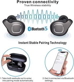 img 2 attached to 🎧 VORCSBINE True Wireless Earbuds Bluetooth Earphones with Mic - Auto Pairing Bluetooth 5.0 - 18H Playtime - Black