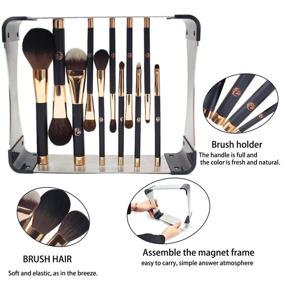 img 1 attached to ENERGY Professional Makeup Brushes Set with Magnet Drying Rack - 11pc Premium Brush Kit with Blue Metal Magnet Organizer