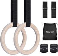 🤸 newtion wooden gymnastic fitness rings - 15ft adjustable buckle straps, anti-slip sweat-absorbent hand tape - ideal for cross-training, gymnastics, bodybuilding, pull-ups логотип