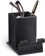 🖋️ fintie pencil holder with magnetic base: the ultimate desktop organizer, phone stand, and pencil case in black логотип