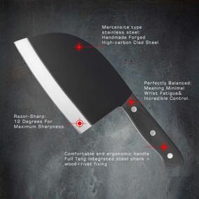 img 3 attached to 🔪 Прочный мясницкий нож из Дамасской стали - отлично подходит для профессиональных поваров, приготовления блюд и наружной обработки мяса - включает кожаную ножны