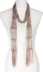 img 1 attached to 🐠 ALRINA Fishnet Beaded Scarf: Versatile Summer Accessory for Women – Belt, Infinity Scarf, Necklace in Solid Color