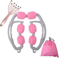 🎗️ roller massager muscle roller: effective cellulite treatment & pain relief for legs, arms, and neck - gray pink logo