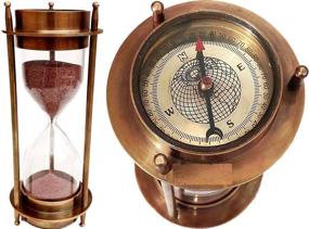 img 3 attached to ⏳ 7-inch Nautical Brass Sand Timer Hourglass with Maritime Brass Compass – Table Decor for a Stylish Touch