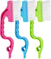 🧼 set of 3 handheld groove gap cleaning tools for door window tracks, kitchen, and bathroom cleaning brushes in pink, blue, and green logo