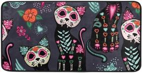 img 4 attached to 🐱 Sugar Skull Cat Halloween Kitchen Mat - Anti-Fatigue & Non-Slip Rug for a Comfortable and Stylish Kitchen Experience!