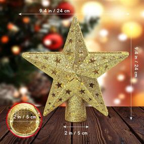 img 1 attached to 🌟 Enhance Your Christmas Tree with LED Lighted Star Topper with 5 Dynamic Patterns and Rotating Projector - 3D Glitter Hollow Gold Xmas Tree Topper for Festive Decorations