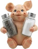 farm animal figurine salt and pepper shaker set - rustic country kitchen decor 🐔 and restaurant table spice rack decorations with holder stand, perfect gifts for farmers and kitchen enthusiasts logo