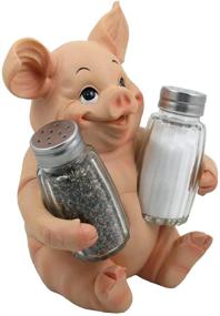 img 3 attached to Farm Animal Figurine Salt and Pepper Shaker Set - Rustic Country Kitchen Decor 🐔 and Restaurant Table Spice Rack Decorations with Holder Stand, Perfect Gifts for Farmers and Kitchen Enthusiasts