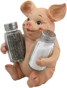 img 2 attached to Farm Animal Figurine Salt and Pepper Shaker Set - Rustic Country Kitchen Decor 🐔 and Restaurant Table Spice Rack Decorations with Holder Stand, Perfect Gifts for Farmers and Kitchen Enthusiasts