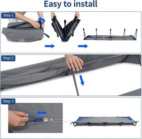 img 3 attached to 🏕️ DEERFAMY Easy Heavy Duty Camping Cot - Quick 20-Second Setup, Low Profile, 5 U-Shaped Steel Frame - Portable Folding Comfy Cot - Ideal for Tents, Overnight Sleepovers, Car Trips - Includes Carry Bag