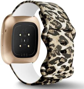 img 3 attached to 🐆 TopPerfekt Мягкие силиконовые ремешки с рисунком для Fitbit Versa 3 и Fitbit Sense для мужчин и женщин - Классический дизайн леопарда, L: Подходит для обхвата запястья от 7,2" до 8,8