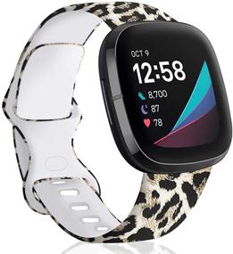 img 4 attached to 🐆 TopPerfekt Мягкие силиконовые ремешки с рисунком для Fitbit Versa 3 и Fitbit Sense для мужчин и женщин - Классический дизайн леопарда, L: Подходит для обхвата запястья от 7,2" до 8,8