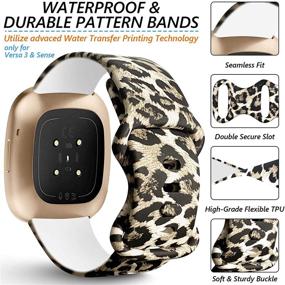 img 1 attached to 🐆 TopPerfekt Мягкие силиконовые ремешки с рисунком для Fitbit Versa 3 и Fitbit Sense для мужчин и женщин - Классический дизайн леопарда, L: Подходит для обхвата запястья от 7,2" до 8,8