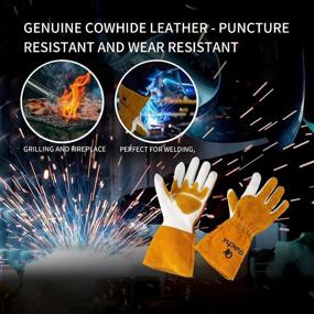 img 1 attached to 🔥 Durable Ovacha Welding Gloves: Top-Quality Cowhide for Exceptional Heat Resistance