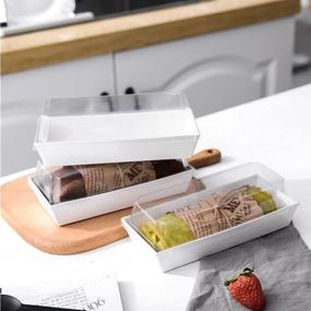 img 2 attached to 📦 Versatile 50 Sets Roll Cake Box: Swiss Roll Plastic Container, Sushi Fruits Display, Sandwich Craft Paper Box with Clear Lids - Perfect Food Storage Holder for Pastries, Desserts, Muffins, and More!