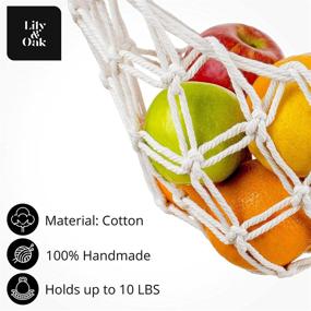 img 1 attached to 🍌 Macrame Fruit Hammock for Kitchen Cabinet - Space Saving Hanging Basket with Hooks - Organize and Store Fruits and Veggies - Banana Holder included - Boho Style