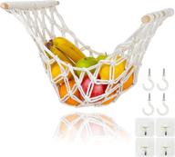 🍌 macrame fruit hammock for kitchen cabinet - space saving hanging basket with hooks - organize and store fruits and veggies - banana holder included - boho style логотип