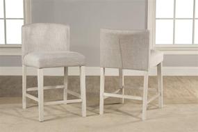 img 2 attached to 🪑 Hillsdale Furniture Clarion Wing Arm Counter Stool Set in Sea White - Upholstered, Non-Swivel, Optimal Height