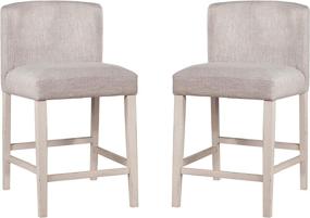 img 3 attached to 🪑 Hillsdale Furniture Clarion Wing Arm Counter Stool Set in Sea White - Upholstered, Non-Swivel, Optimal Height