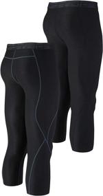 img 3 attached to Enhance Performance with DEVOPS 2 Pack Men's 3/4 Compression Pants: Athletic Leggings with Convenient Pocket