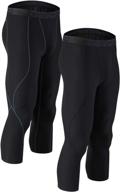 enhance performance with devops 2 pack men's 3/4 compression pants: athletic leggings with convenient pocket logo