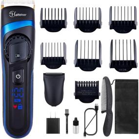 img 4 attached to 💇 Hatteker Men's Hair Trimmer Clipper - Body Hair Groomer, Electric Beard Trimmer, Hair Cutting Grooming Kit - Cordless, Waterproof, USB Rechargeable, Back Shavers