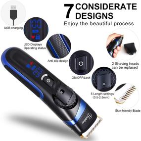 img 2 attached to 💇 Hatteker Men's Hair Trimmer Clipper - Body Hair Groomer, Electric Beard Trimmer, Hair Cutting Grooming Kit - Cordless, Waterproof, USB Rechargeable, Back Shavers