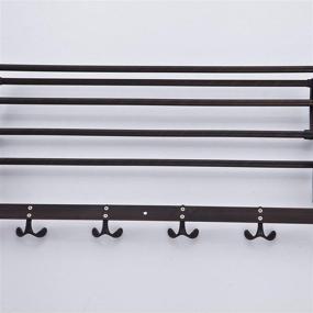 img 2 attached to 🛁 ELLO&amp;ALLO Oil Rubbed Bronze Towel Racks: Bathroom Shelf with Foldable Towel Bar, Hooks, and Wall Mounted Multifunctional Rack