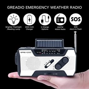 img 1 attached to 🔦 Survival Essentials: Emergency Weather Solar Crank AM/FM NOAA Radio with Power Bank, Flashlight, and Reading Lamp