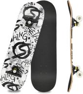 🛹 standard skateboard for girls boys beginner - 31"x 8" complete skate board, 7-ply canadian maple double kick concave design for kids youth adults teens, painted logo