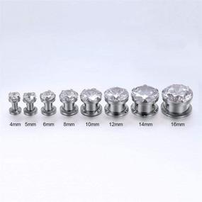 img 3 attached to ZS Gorgeous Cubic Zirconia Tunnels: High-Quality Stainless Steel Screw Ear Gauges for Piercings