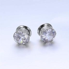 img 1 attached to ZS Gorgeous Cubic Zirconia Tunnels: High-Quality Stainless Steel Screw Ear Gauges for Piercings