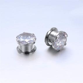 img 2 attached to ZS Gorgeous Cubic Zirconia Tunnels: High-Quality Stainless Steel Screw Ear Gauges for Piercings