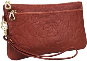 img 4 attached to 🌸 YALUXE Leather Flower Clutch Wristlet: Stylish Women's Handbags & Wallets for Every Occasion
