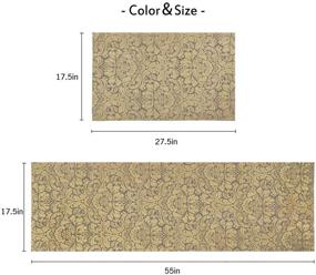 img 3 attached to MAYSHINE 2-Piece Beige Kitchen Rug Set, Heavy Duty, Waterproof Non-Slip Doormat Runner Cushioned and Comfort Floor Mat - 17.5 X 27.5 Inches + 17.5 x 55 Inches with Natural Rubber Backing