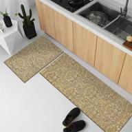 mayshine 2-piece beige kitchen rug set, heavy duty, waterproof non-slip doormat runner cushioned and comfort floor mat - 17.5 x 27.5 inches + 17.5 x 55 inches with natural rubber backing logo