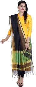 img 3 attached to 🧣 Chandrakala Women's Handwoven Zari Work Banarasi Dupatta Stole Scarf (D104) - Handcrafted Banarasi Zari Work Dupatta for Women