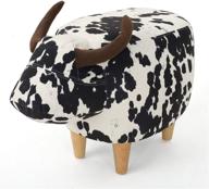 🐄 christopher knight home bessie velvet cow ottoman with natural black and white cow hide pattern logo