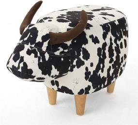 img 4 attached to 🐄 Christopher Knight Home Bessie Velvet Cow Ottoman with Natural Black and White Cow Hide Pattern