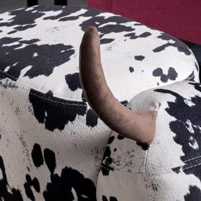 img 3 attached to 🐄 Christopher Knight Home Bessie Velvet Cow Ottoman with Natural Black and White Cow Hide Pattern