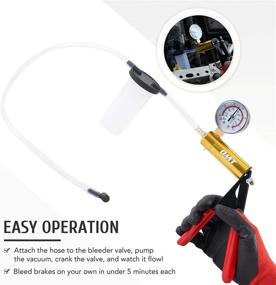 img 2 attached to 🔧 Orion Motor Tech Brake Bleeder Kit - Hand Vacuum Pump & Adapters, Brake & Power Steering Fluid Bleeding Kit with Pressure Gauge, Case, and Gloves