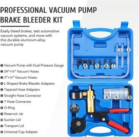 img 3 attached to 🔧 Orion Motor Tech Brake Bleeder Kit - Hand Vacuum Pump & Adapters, Brake & Power Steering Fluid Bleeding Kit with Pressure Gauge, Case, and Gloves