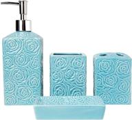 🛀 modern designer 4-piece ceramic bathroom accessory set with embossed details logo