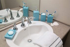 img 3 attached to 🛀 Modern Designer 4-Piece Ceramic Bathroom Accessory Set with Embossed Details
