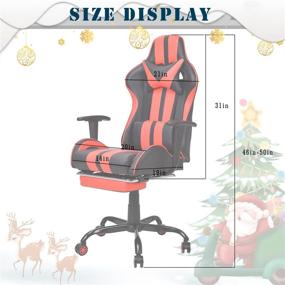img 3 attached to 🎮 Ferghana Gaming Chair - Large Size Ergonomic Racing Style PC Game Computer Chair with Headrest, Lumbar Support, Footrest, and Adjustable Recliner - Red PU Leather Video Computer Chair