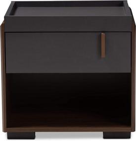 img 2 attached to 🌙 Baxton Studio Nightstands in Gray/Walnut - Size: One, 152-9147-AMZ