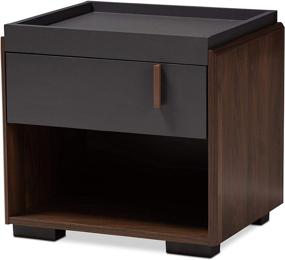 img 4 attached to 🌙 Baxton Studio Nightstands in Gray/Walnut - Size: One, 152-9147-AMZ